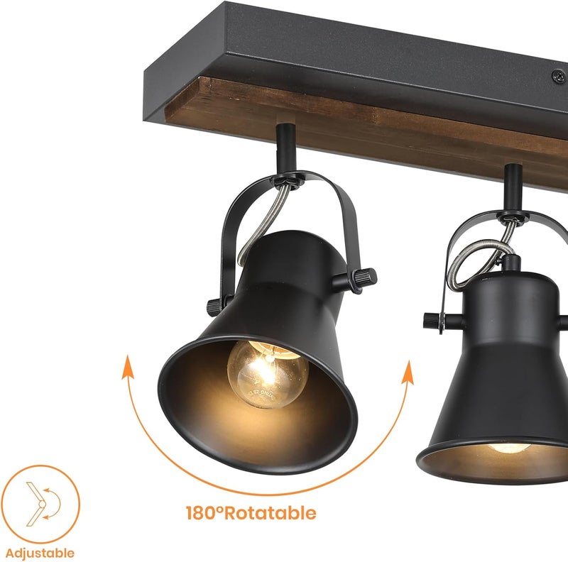 SEEBLEN 6-Light Track Light Fixtures Ceiling/Wall Mount, Adjustable Spotlight, Industrial Black Kitchen Lighting for Living Room, Dining Room, Hallway, Bathroom - Image 5
